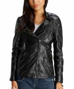 Women Classic Leather Jacket Tina