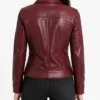 Women Max C Shirt Collar Maroon Leather Jacket