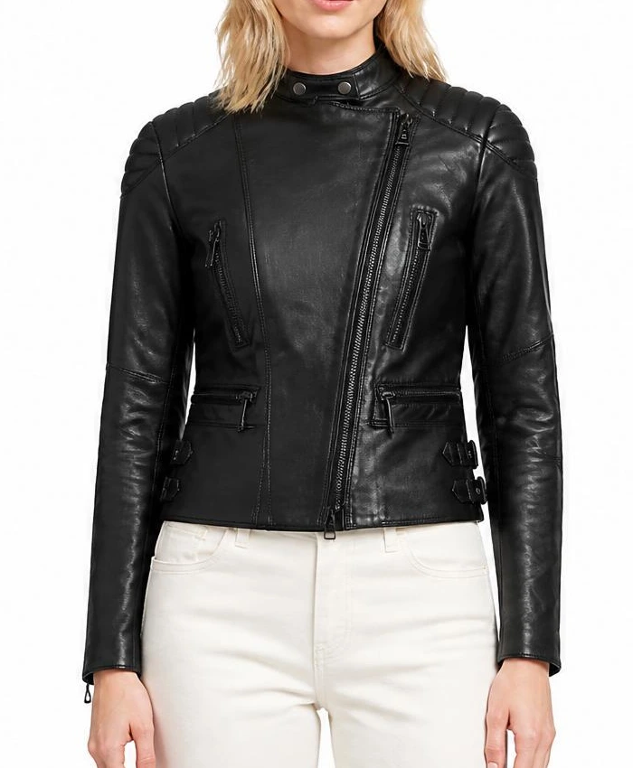 Women Motorcycle Black Jacket