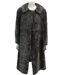 Women Persian Lamb Broadtail Black Fur Duster Long Coat