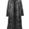 Women Persian Lamb Broadtail Fur Duster Black Long Coat