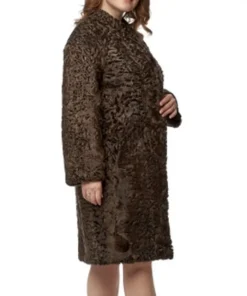 Women Persian Lamb Swakara Broadtail Brown Fur Warm Coat