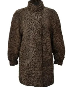 Women Persian Lamb Swakara Broadtail Brown Fur Warm Coat