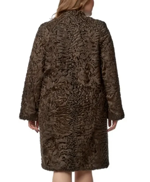 Women Persian Lamb Swakara Broadtail Fur Warm Brown Coat