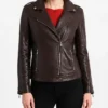 Women Slim Fit Motorcycle Brown Leather Jacket