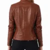 Women Slim Fit Waxed Brown Real Leather Biker Jacket