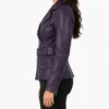 Women Totten Asymmetrical Purple Belted Leather Jacket