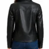 Women Turn Down Black Leather Jacket