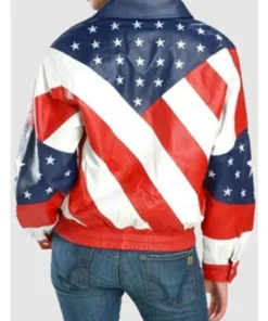 Womens American Flag Style Biker Jacket