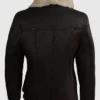 Womens Aviator Fur Collar Flight Leather Brown Coat