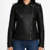 Womens Black Leather Jacket Slim Fit Kay Michaels