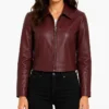 Womens Genuine Burgundy Leather Jacket