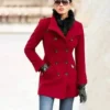 Womens Double Breasted Red Wool Coat