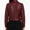 Womens Burgundy Genuine Leather Jacket