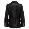 Women’s Kate Double-Breasted Pure Leather Black Sheepskin Coat