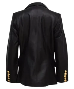 Women’s Kate Double-Breasted Pure Leather Black Sheepskin Coat