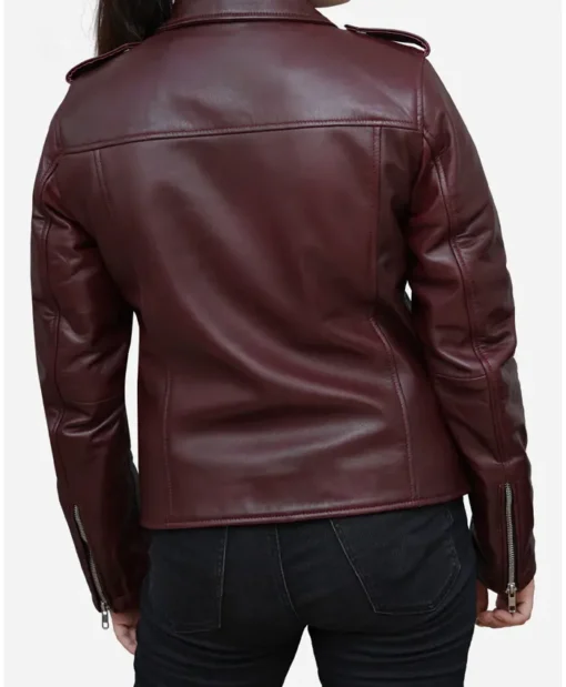 Womens Leather Burgundy Genuine Jacket