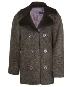 Women's Mink Collar Fur Persian Astrakhan Lamb Coat