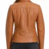 Womens Motorcycle Slim Fit Leather Classic Tan Brown Jacket