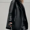 Womens Oversize Shearling Black Coat