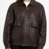 Womens Oversize Vintage Brown Bomber Jacket