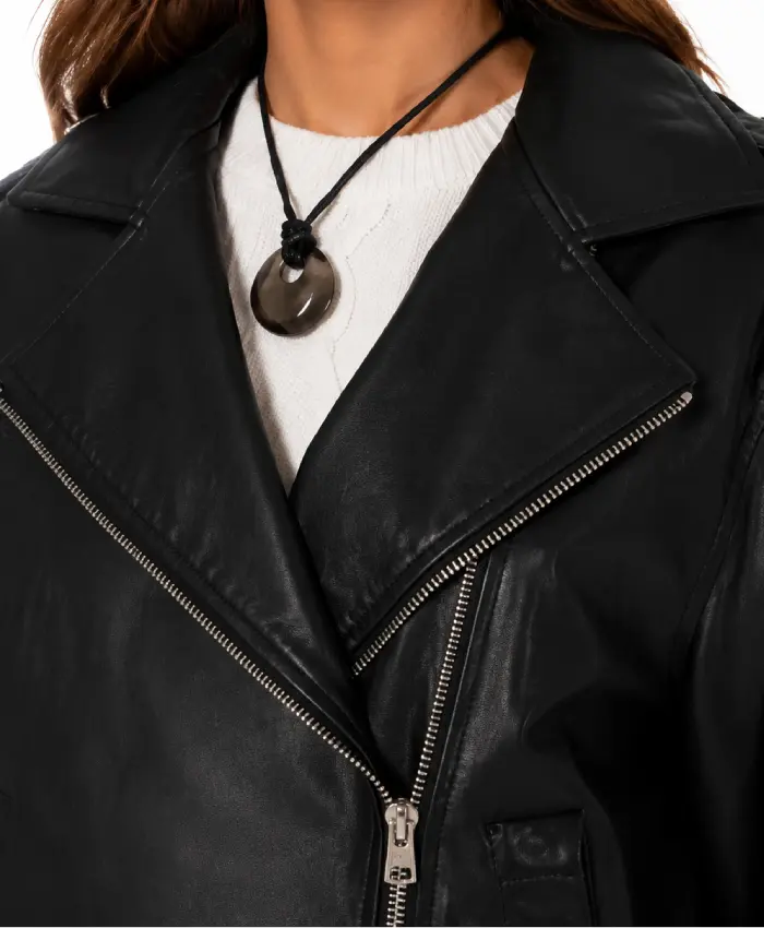 Women’s Oversized Leather Black Jacket