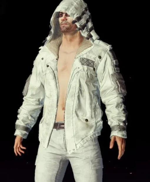 Women’s PUBG Leather White Hooded Jacket