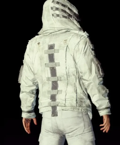 Women’s PUBG White Leather Hooded Jacket