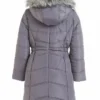Womens Puffer Hooded Parachute Grey Coat