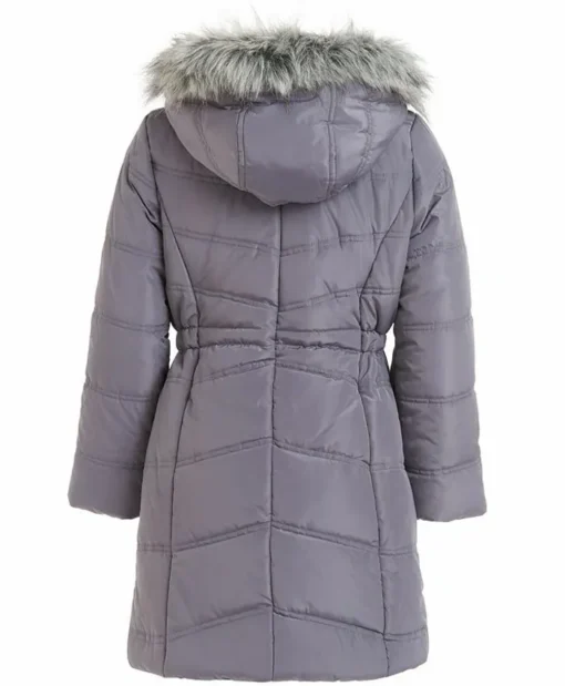 Womens Puffer Hooded Parachute Grey Coat