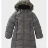 Womens Puffer Hooded Parachute Grey Coat