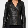 Womens Slim Fit Moto Biker Style Black Jacket