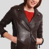 Women’s Slim Fit Motorcycle Brown Leather Jacket