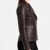 Womens Slim Fit Motorcycle Brown Leather Jacket