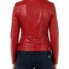 Womens Snap Tab Collar Sheepskin Leather Red Jacket