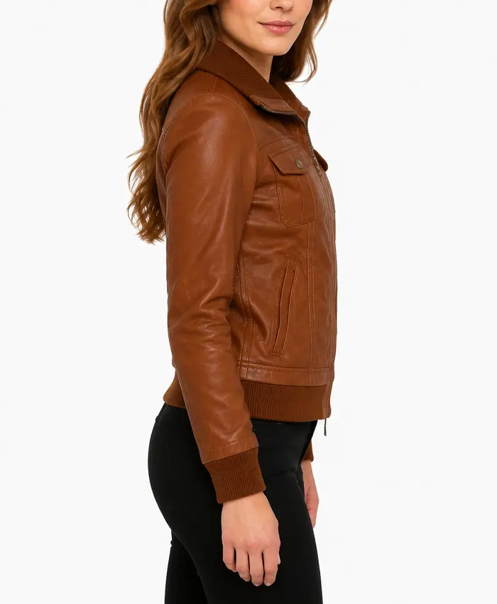 Womens Super Mekway Bomber Leather Jacket