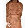 Women’s Swakara Persian Lamb Fur Fox Mink Fur Collar Long Trench Coat