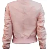 Womens Top Gun Cropped Light Leather Pink Bomber Jacket