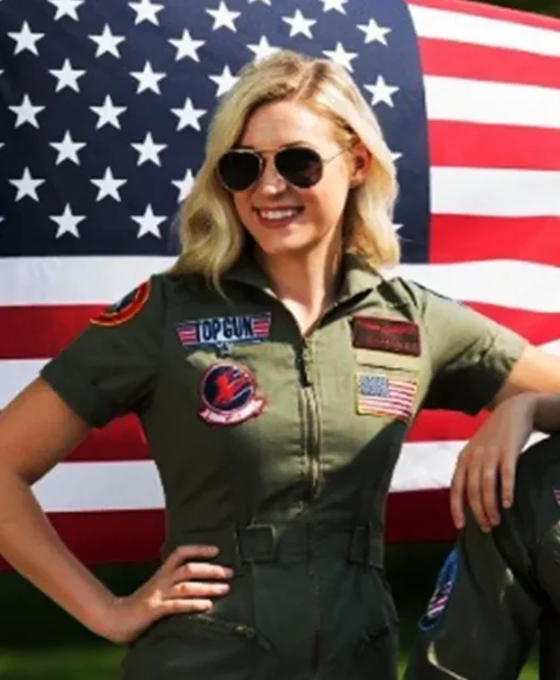 Womens Top Gun Green Uniform Cotton Adult Flight Costume