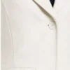 Womens White Wool Blend Blazer Coat Close Up
