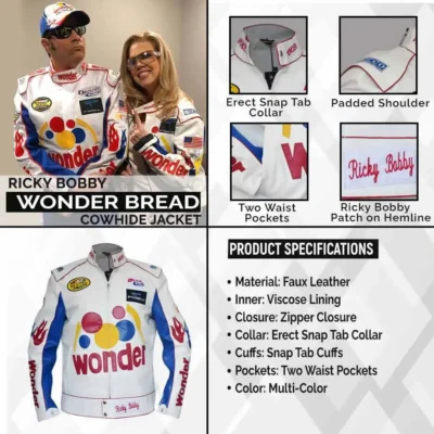 Wonder Bread The Ballad of Ricky Bobby Faux Leather Jacket Infographics LJB