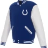 Wyatt Indianapolis Colts Blue and White Bomber Jacket