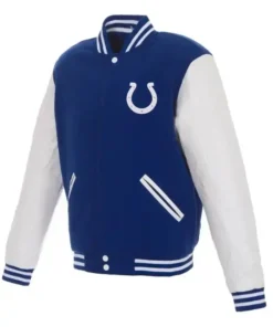 Wyatt Indianapolis Colts Blue and White Bomber Jacket