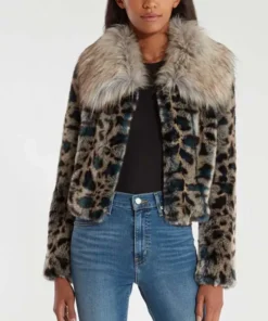 Wynonna Earp Waverly Leopard Grey Faux Fur Jacket