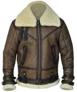 Xavier B3 Distress Brown RAF Genuine Fur Bomber Jacket