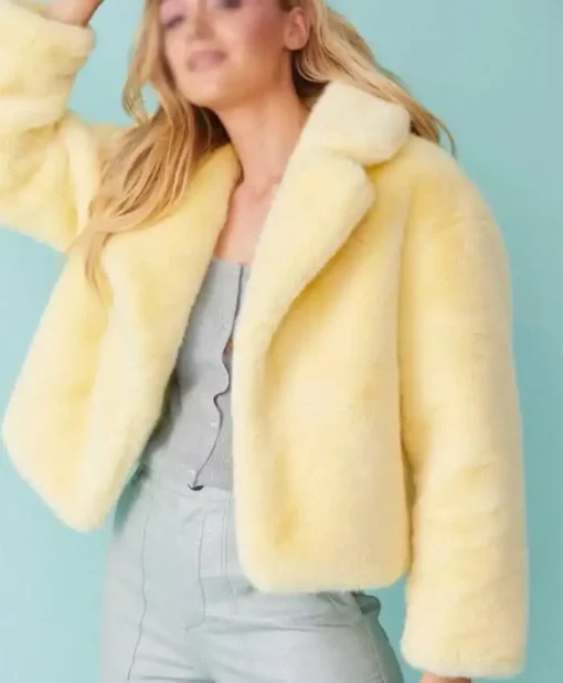 Yellow Fur Cropped Coat
