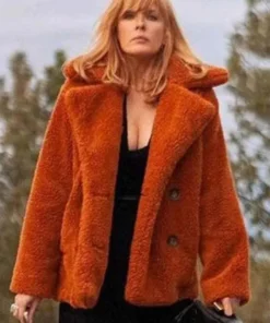 Yellowstone Beth Dutton Orange Shearling Fur Coat
