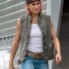 Yellowstone Jennifer Landon Grey Shearling Fur Denim Vest