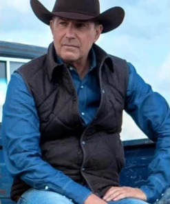 Yellowstone John Dutton Brown Quilted Vest For Sale