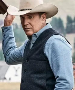 Yellowstone John Dutton Grey Wool Vest